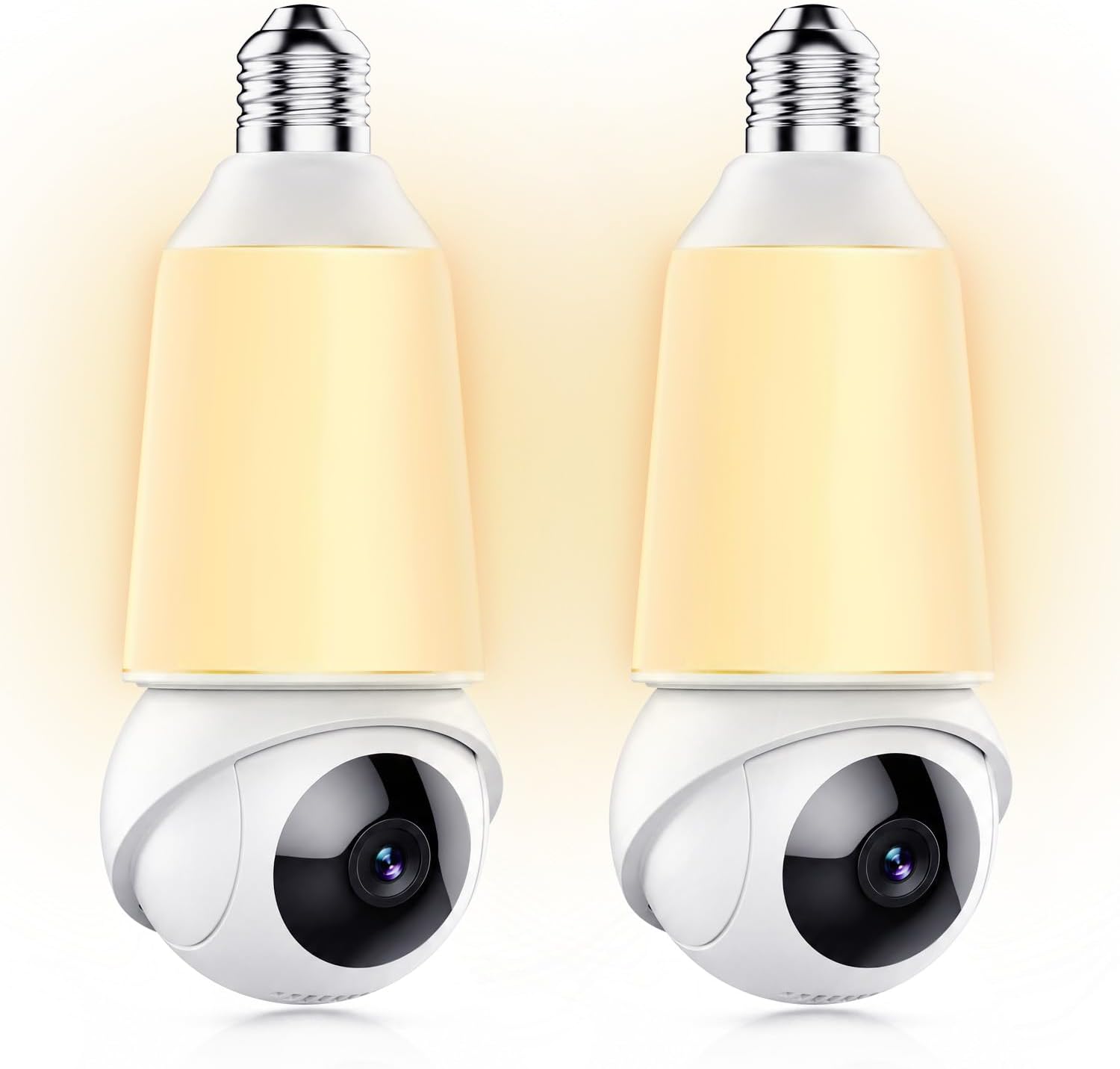 2K Light Bulb Security Camera with 1000-Lumen Light (White, 2 Pack)